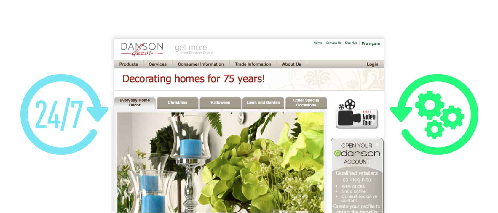 Screenshot of the Danson Decor homepage