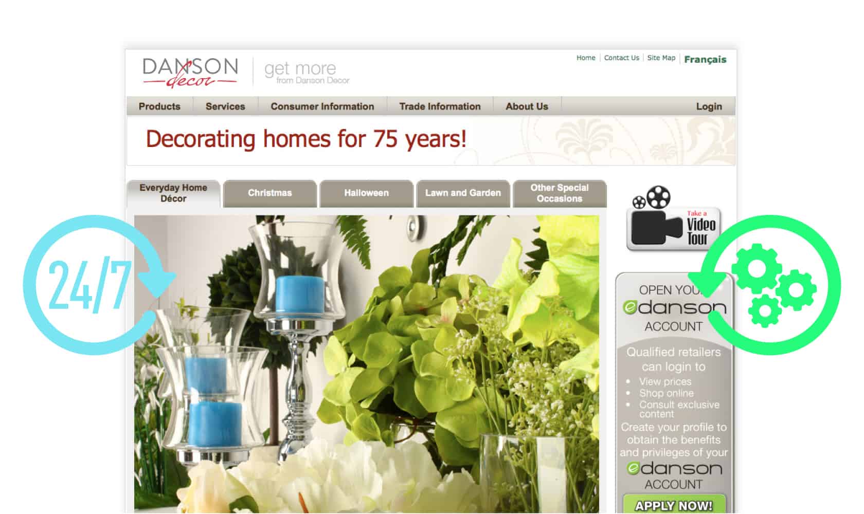 Screenshot of the Danson Decor homepage