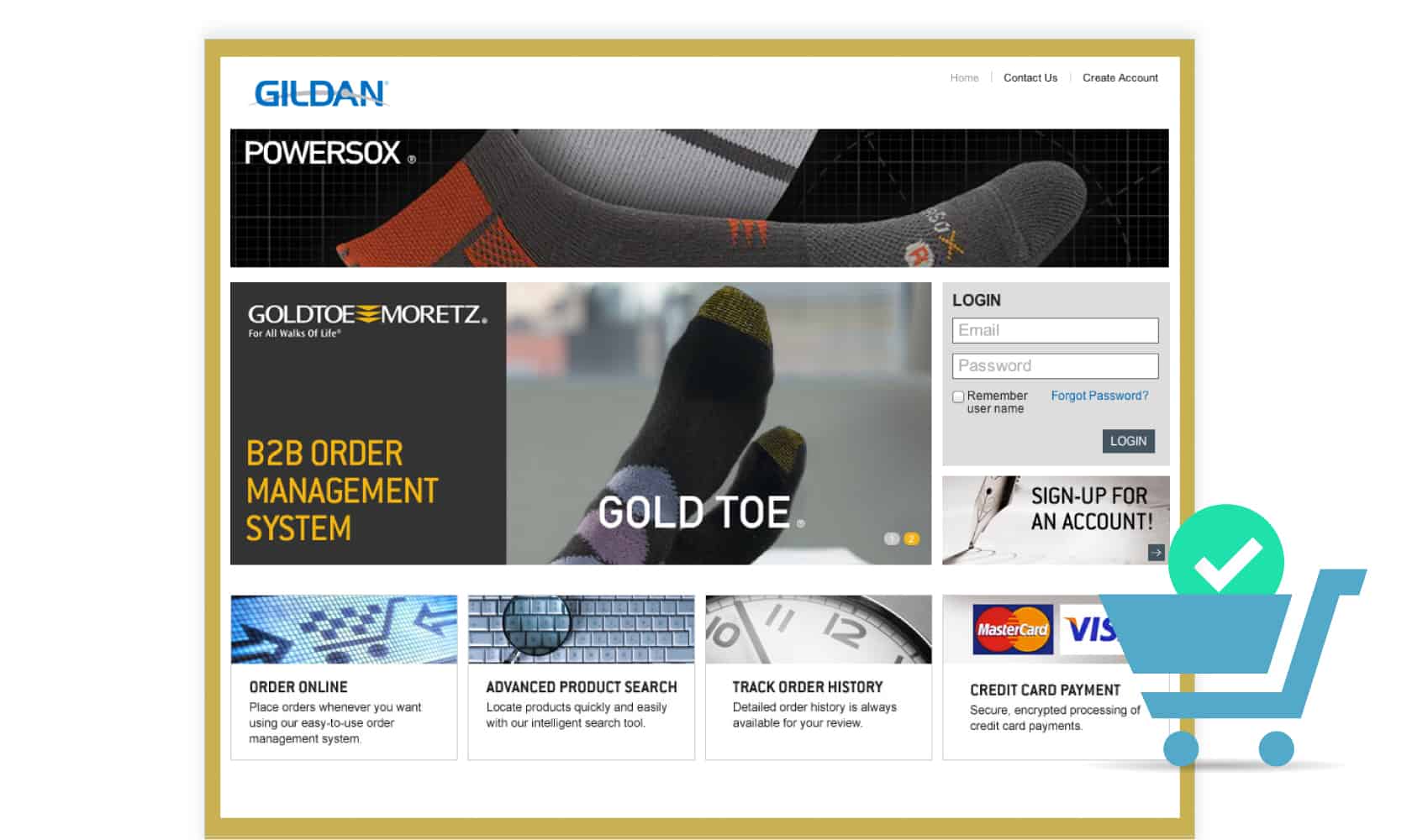 Screenshot of the Gildan homepage