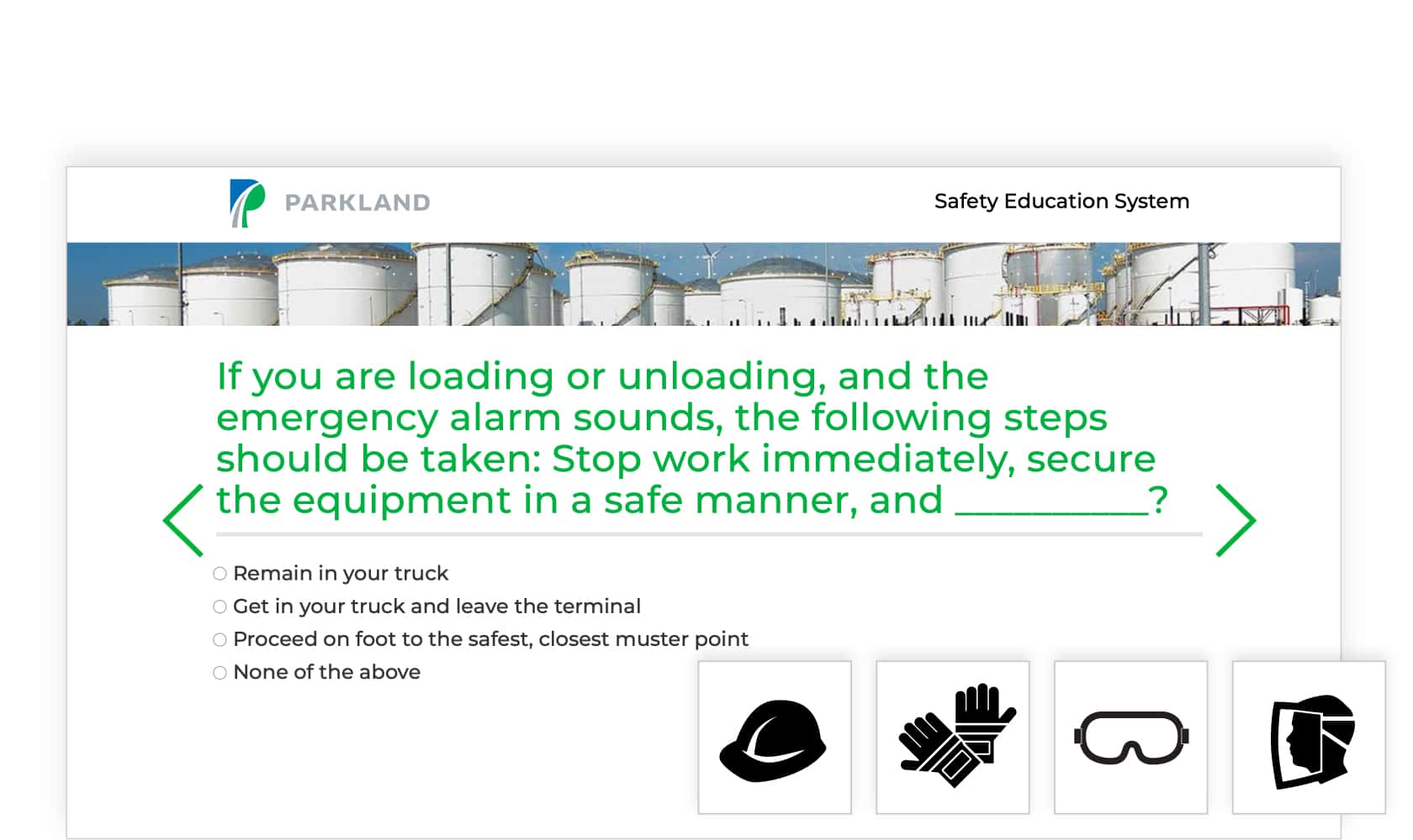Capture d'écran d'une diapositive de présentation du Système d'éducation à la sécurité de Parkland