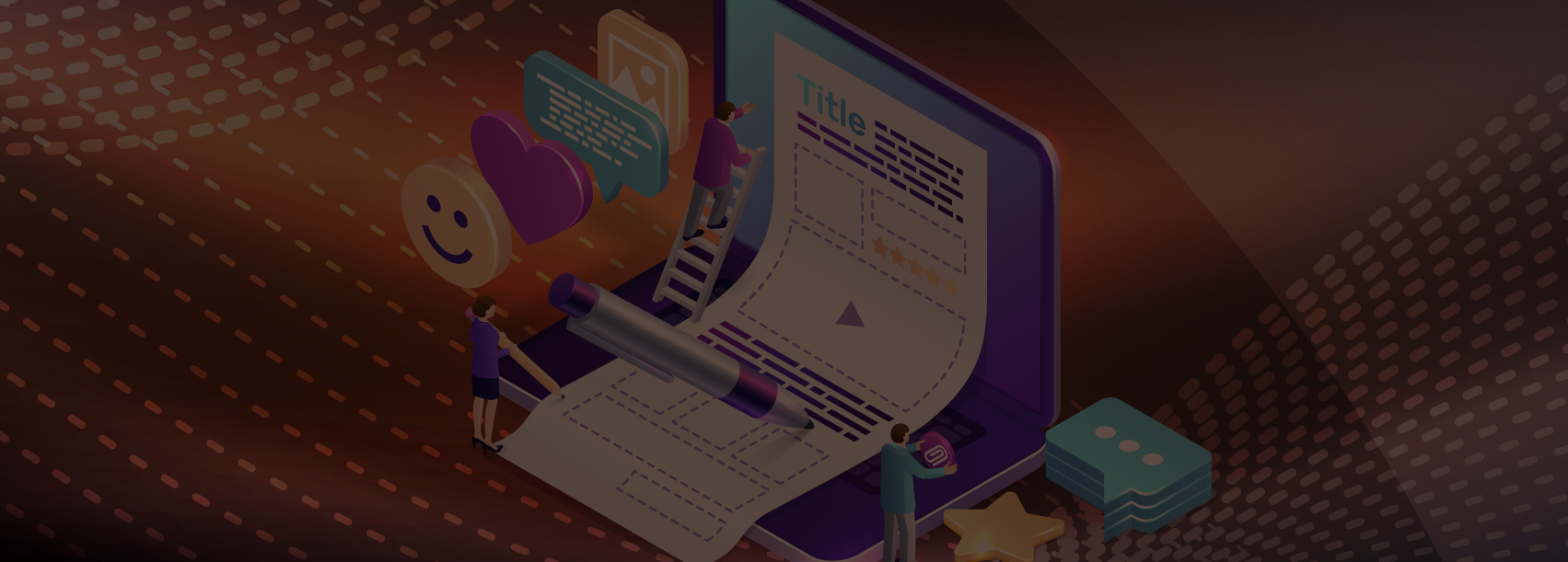Graphic of a webpage template covering a laptop