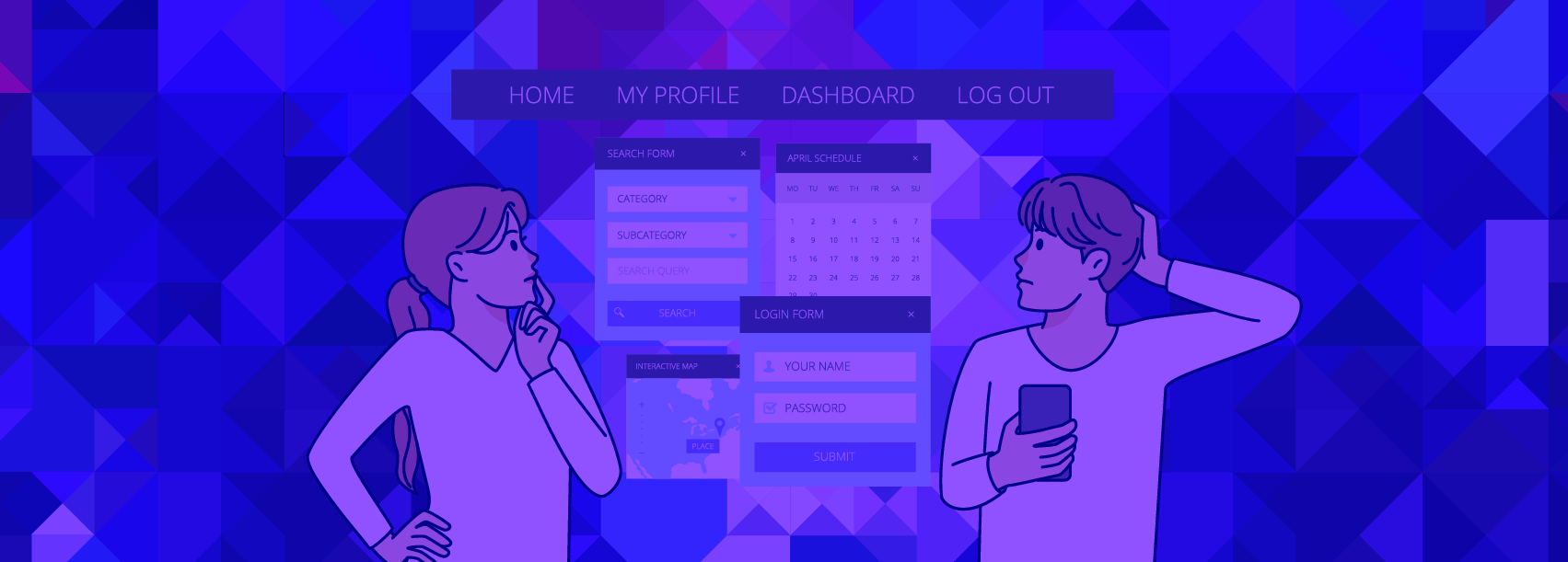 People appearing confused while viewing typical website interface elements